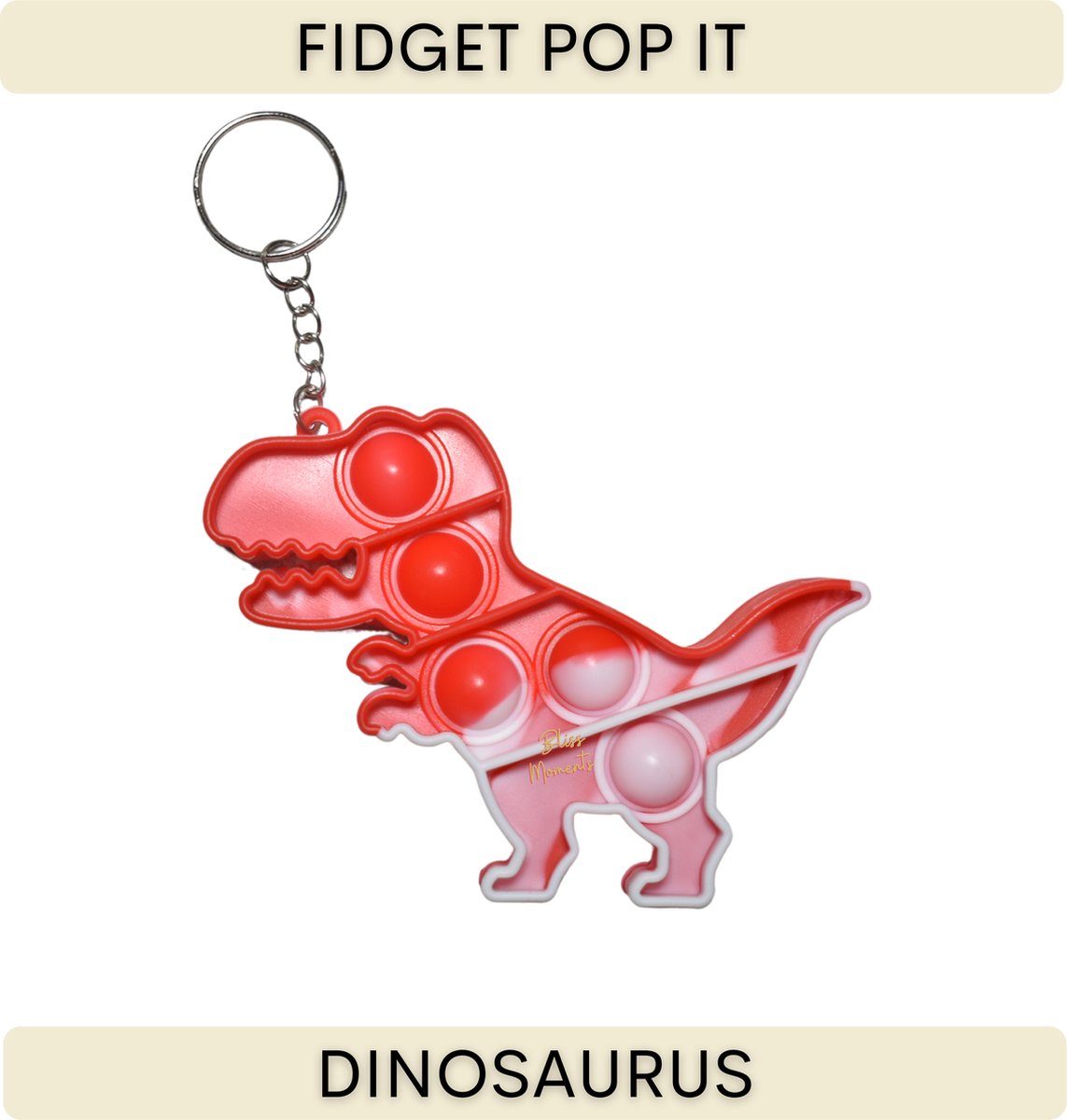 Dinosaurus Pop It | incl. hanger | Rood | Pop It Fidget | Fidget Toys | cadeau onder de 10 euro